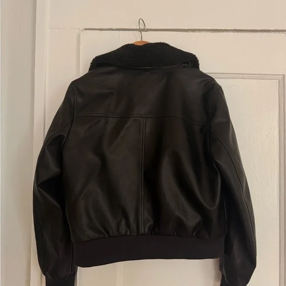 Vegan Leather Bomber Jacket - Picture 3 of 3